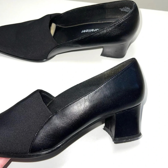 Naturalizer Black Square Toe Slip-on Contrast Leather Block Heels 7.5 Women’s - Picture 5 of 11